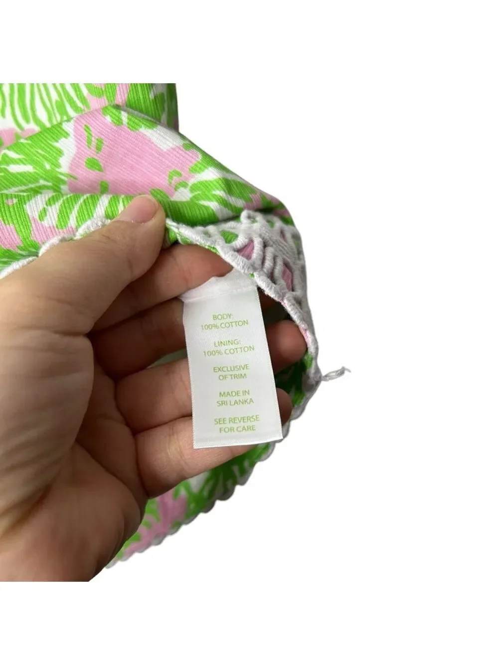 Lilly Pulitzer Sunnyside Mini Skirt Green Pink Lion Print Crochet Trim Cotton 4